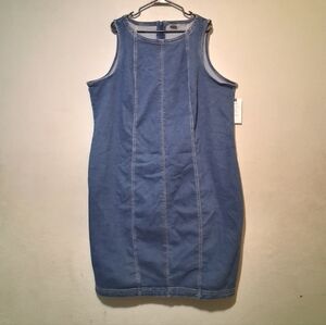 Terra & Sky TS Bodycon Denim Dress Sleevess Blue Sz3X(24W 26W) Plus Y2k